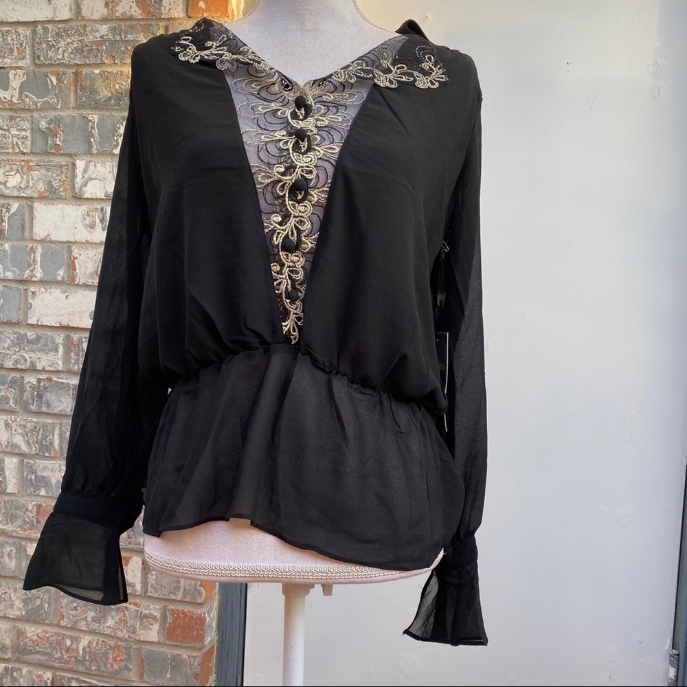 NWT Love Stitch Black woman's blouse M - Picture 5 of 10